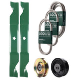 Wholesale Lawn Mower Parts -  UDC Parts Mower Kit / Belt 138255 + Belt 194346 + Belt 539117245 + Pulley 127783 + Pulley 532196104 + 2 Pack Blades 405380 / Fits Husqvarna LT1597