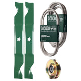 Products -  UDC Parts Mower Kit / Belt 138255 + Belt 539117245 + Pulley 127783 + 2 Pack Blades 405380 / Fits Husqvarna LT1597