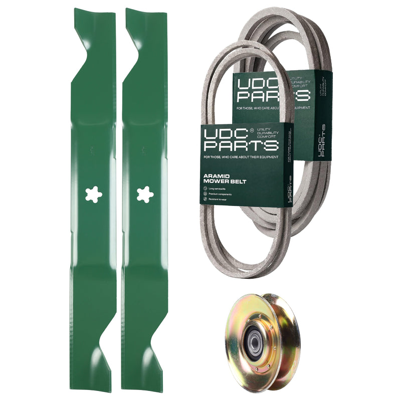 Products -  UDC Parts Mower Kit / Belt 138255 + Belt 539117245 + Pulley 127783 + 2 Pack Blades 405380 / Fits Husqvarna LT1597