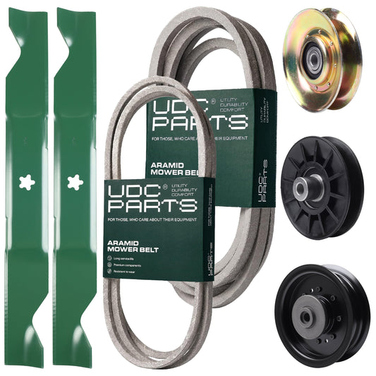 Wholesale Lawn Mower Parts -  UDC Parts Mower Kit / Belt 194346 + Belt 539117245 + Pulley 127783 + Pulley 532194326 + Pulley 532196104 + 2 Pack Blades 405380 / Fits Husqvarna LT1597