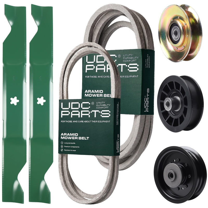 Products -  UDC Parts Mower Kit / Belt 138255 + Belt 539117245 + Pulley 127783 + Pulley 532194327 + Pulley 532196104 + 2 Pack Blades 405380 / Fits Husqvarna LT1597
