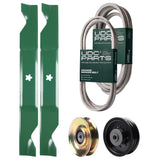  UDC Parts Mower Kit / Belt 194346 + Belt 539117245 + Pulley 127783 + Pulley 532196104 + 2 Pack Blades 405380 / Fits Husqvarna LT1597