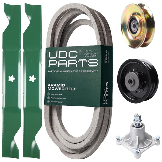 Products -  UDC Parts Mower Kit / Belt 539117245 + Pulley 127783 + Pulley 532196104 + Spindle 532174356 + 2 Pack Blades 405380 / Fits Husqvarna LT1597