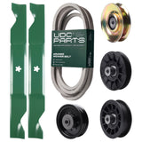 Wholesale Lawn Mower Parts -  UDC Parts Mower Kit / Belt 539117245 + Pulley 127783 + Pulley 532194326 + Pulley 532194327 + Pulley 532196104 + 2 Pack Blades 405380 / Fits Husqvarna LT1597