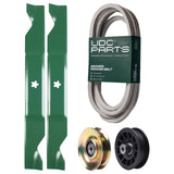 Products -  UDC Parts Mower Kit / Belt 539117245 + Pulley 127783 + Pulley 532194327 + 2 Pack Blades 405380 / Fits Husqvarna LT1597