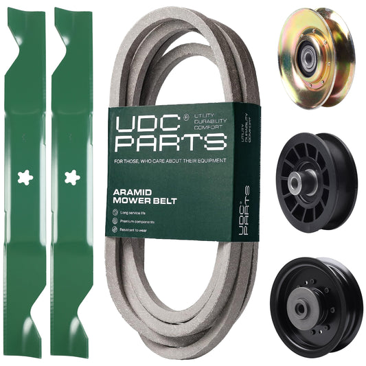 Products -  UDC Parts Mower Kit / Belt 539117245 + Pulley 127783 + Pulley 532194327 + Pulley 532196104 + 2 Pack Blades 405380 / Fits Husqvarna LT1597
