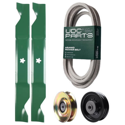 Products -  UDC Parts Mower Kit / Belt 539117245 + Pulley 127783 + Pulley 532196104 + 2 Pack Blades 405380 / Fits Husqvarna LT1597