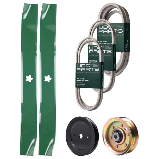 Wholesale Lawn Mower Parts -  UDC Parts Mower Kit / Belt 140294 + Belt 174883 + Belt 539109243 + Pulley 129861 + Pulley 173437 + 2 Pack Blades 134149 / Fits Husqvarna LTH1542
