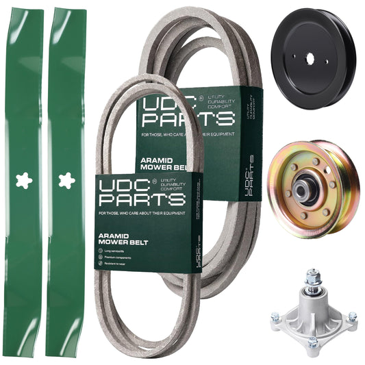 Wholesale Lawn Mower Parts -  UDC Parts Mower Kit / Belt 144959 + Belt 539109243 + Pulley 129861 + Pulley 173437 + Spindle 532174356 + 2 Pack Blades 134149 / Fits Husqvarna LTH1542