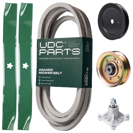 Products -  UDC Parts Mower Kit / Belt 539109243 + Pulley 129861 + Pulley 173437 + Spindle 532174356 + 2 Pack Blades 134149 / Fits Husqvarna LTH1542