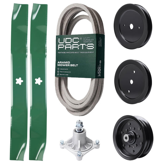 Wholesale Lawn Mower Parts -  UDC Parts Mower Kit / Belt 539114557 + Pulley 129861 + Pulley 195945 + Pulley 532196106 + Spindle 532174356 + 2 Pack Blades 134149 / Fits Husqvarna RZ4219
