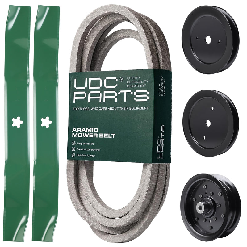 Products -  UDC Parts Mower Kit / Belt 539117245 + Pulley 129861 + Pulley 195945 + Pulley 532196106 + 2 Pack Blades 134149 / Fits Husqvarna RZ4219
