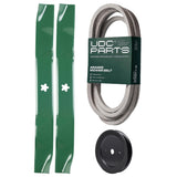  UDC Parts Mower Kit / Belt 539109243 + Pulley 129861 + 2 Pack Blades 134149 / Fits Husqvarna LTH1542 Z4218 Z4219 Z4824 Z5426