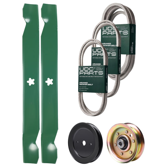 Wholesale Lawn Mower Parts -  UDC Parts Mower Kit / Belt 140294 + Belt 144959 + Belt 539109243 + Pulley 129861 + Pulley 173437 + 2 Pack Blades 138971 / Fits Husqvarna LTH1542