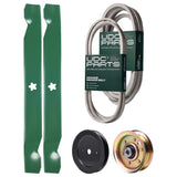  UDC Parts Mower Kit / Belt 174883 + Belt 539109243 + Pulley 129861 + Pulley 173437 + 2 Pack Blades 138971 / Fits Husqvarna LTH1542