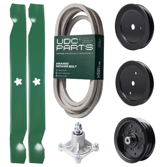 Wholesale Lawn Mower Parts -  UDC Parts Mower Kit / Belt 539114557 + Pulley 129861 + Pulley 195945 + Pulley 532196106 + Spindle 532174356 + 2 Pack Blades 138971 / Fits Husqvarna RZ4219