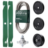 Wholesale Lawn Mower Parts -  UDC Parts Mower Kit / Belt 539114557 + Pulley 129861 + Pulley 195945 + Pulley 532196106 + Spindle 532174356 + 2 Pack Blades 138971 / Fits Husqvarna RZ4219