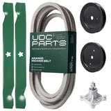 Products -  UDC Parts Mower Kit / Belt 539117245 + Pulley 129861 + Pulley 195945 + Spindle 532174356 + 2 Pack Blades 138971 / Fits Husqvarna RZ4219