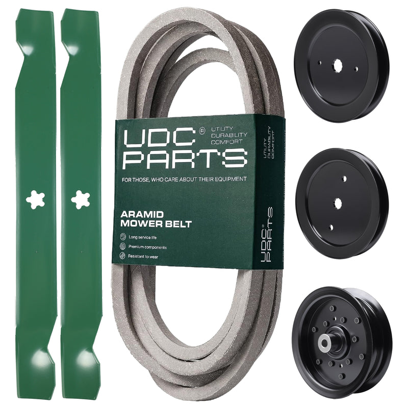 Products -  UDC Parts Mower Kit / Belt 539117245 + Pulley 129861 + Pulley 195945 + Pulley 532196106 + 2 Pack Blades 138971 / Fits Husqvarna RZ4219