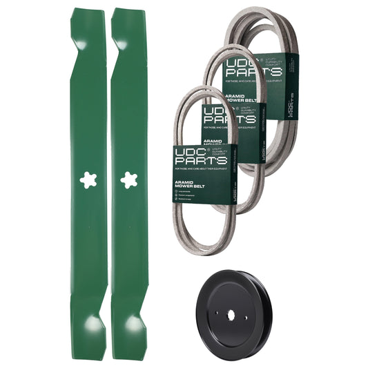 Products -  UDC Parts Mower Kit / Belt 140294 + Belt 144959 + Belt 539109243 + Pulley 129861 + 2 Pack Blades 138971 / Fits Husqvarna LTH1542