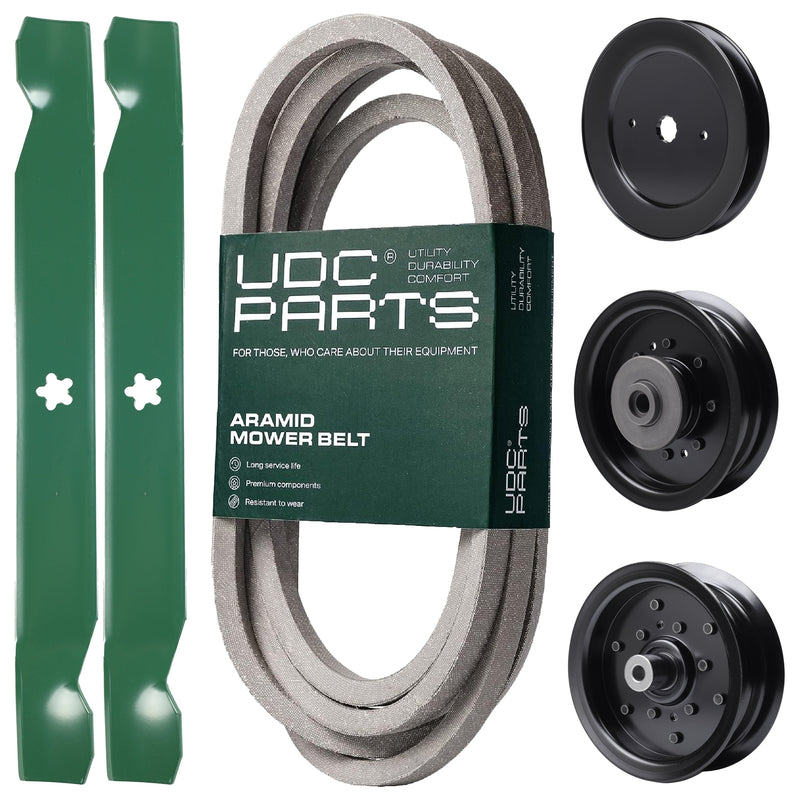 Products -  UDC Parts Mower Kit / Belt 539117245 + Pulley 129861 + Pulley 532196106 + Pulley 532196104 + 2 Pack Blades 138971 / Fits Husqvarna RZ4619 RZ4620 RZ5422 RZ5424