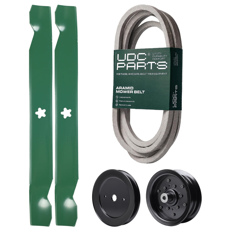 Products -  UDC Parts Mower Kit / Belt 539114557 + Pulley 129861 + Pulley 532196106 + 2 Pack Blades 138971 / Fits Husqvarna RZ4219 RZ4619 RZ4620 RZ5422 RZ5424