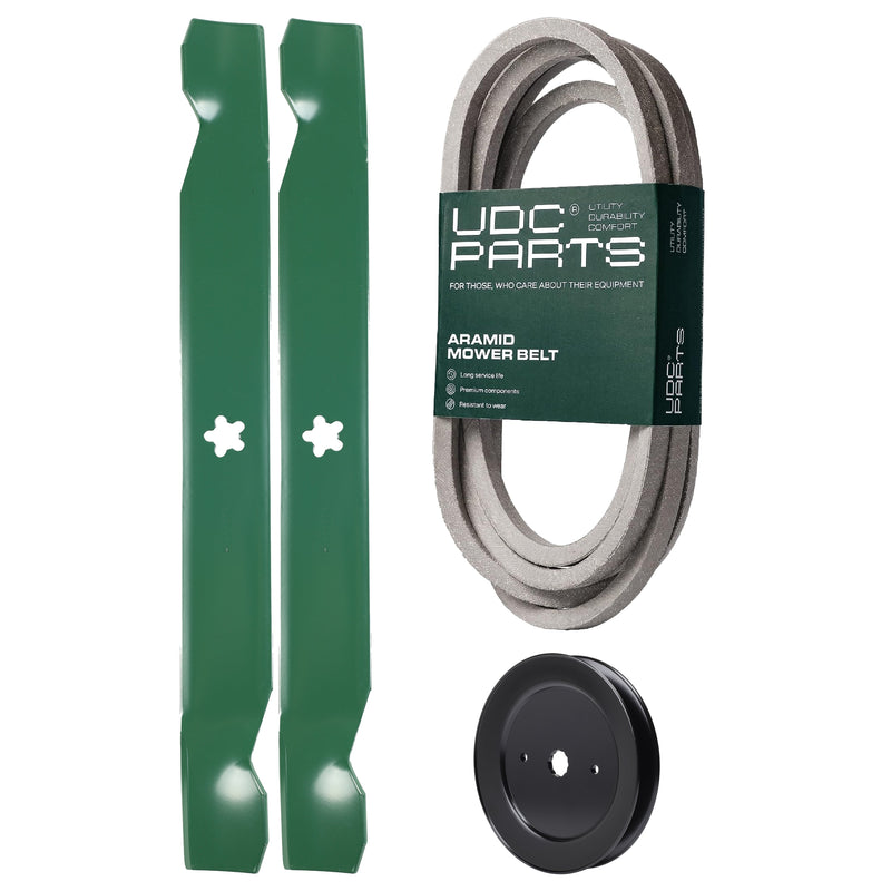 Products -  UDC Parts Mower Kit / Belt 539114557 + Pulley 129861 + 2 Pack Blades 138971 / Fits Husqvarna RZ4219 RZ4619 RZ4620 RZ5422 RZ5424