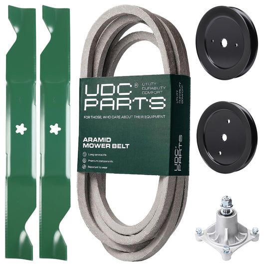Products -  UDC Parts Mower Kit / Belt 539117245 + Pulley 129861 + Pulley 195945 + Spindle 532174356 + 2 Pack Blades 405380 / Fits Husqvarna RZ4219