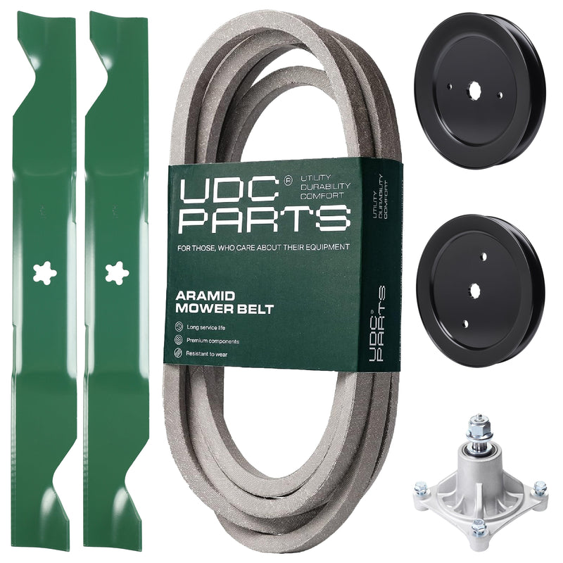 Products -  UDC Parts Mower Kit / Belt 539114557 + Pulley 129861 + Pulley 195945 + Spindle 532174356 + 2 Pack Blades 405380 / Fits Husqvarna RZ4219