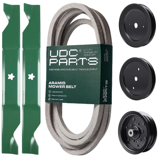 Products -  UDC Parts Mower Kit / Belt 539114557 + Pulley 129861 + Pulley 195945 + Pulley 532196106 + 2 Pack Blades 405380 / Fits Husqvarna RZ4219