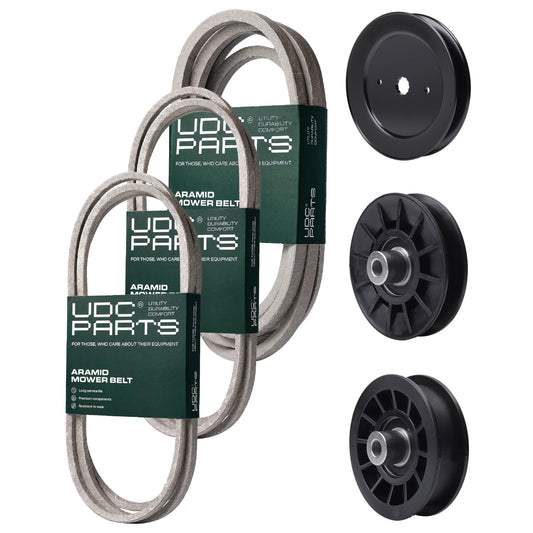 Wholesale Lawn Mower Parts -  UDC Parts Mower Kit / Belt 130969 + Belt 140218 + Belt 196103 + Pulley 129861 + Pulley 532194326 + Pulley 532194327 / Fits Statesman SOGT26H54