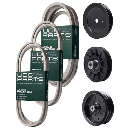 Wholesale Lawn Mower Parts -  UDC Parts Mower Kit / Belt 130969 + Belt 140218 + Belt 196103 + Pulley 129861 + Pulley 532194326 + Pulley 532196106 / Fits Statesman SOGT26H54