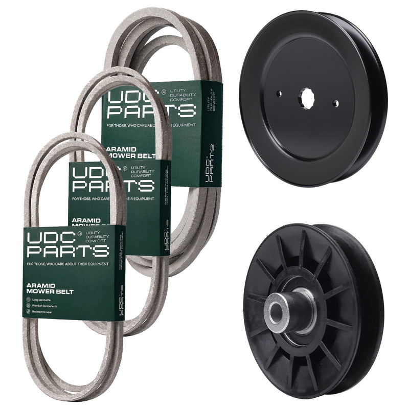 Products -  UDC Parts Mower Kit / Belt 130969 + Belt 140218 + Belt 196103 + Pulley 129861 + Pulley 532194326 / Fits Statesman SOGT26H54