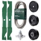Wholesale Lawn Mower Parts -  UDC Parts Mower Kit / Belt 539114557 + Pulley 129861 + Pulley 532196106 + Pulley 532196104 + Spindle 532174356 + 2 Pack Blades 405380 / Fits Husqvarna LSZ4622 LSZ5422 LSZ5424