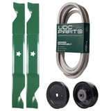 Products -  UDC Parts Mower Kit / Belt 539114557 + Pulley 129861 + Pulley 532196104 + 2 Pack Blades 405380 / Fits Husqvarna LSZ4622 LSZ5422 LSZ5424