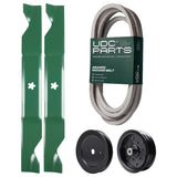 Products -  UDC Parts Mower Kit / Belt 539117245 + Pulley 129861 + Pulley 532196106 + 2 Pack Blades 405380 / Fits Husqvarna LSZ4622 LSZ5422 LSZ5424 RZ4219