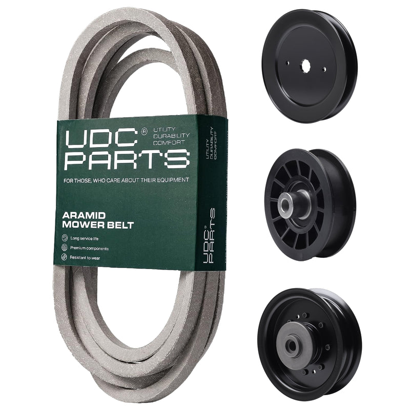 MOWER PARTS -  UDC Parts Mower Kit / Belt 196103 + Pulley 129861 + Pulley 532196106 + Pulley 532194327 / Fits Statesman SOGT26H54