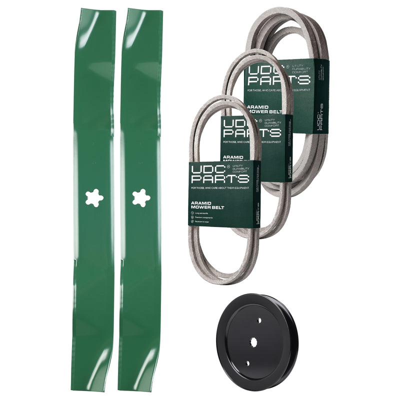 Products -  UDC Parts Mower Kit / Belt 197242 + Belt 197253 + Belt 405143 + Pulley 195945 + 2 Pack Blades 134149 / Fits Jonsered LT2223A2