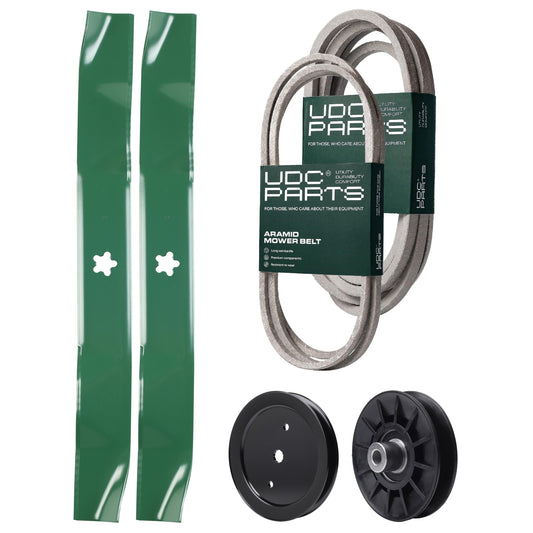 Products -  UDC Parts Mower Kit / Belt 140218 + Belt 197242 + Pulley 195945 + Pulley 532194326 + 2 Pack Blades 134149 / Fits Jonsered LT2223A2