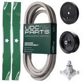Products -  UDC Parts Mower Kit / Belt 539114557 + Pulley 195945 + Pulley 532196106 + Spindle 532174356 + 2 Pack Blades 134149 / Fits Husqvarna RZ4219