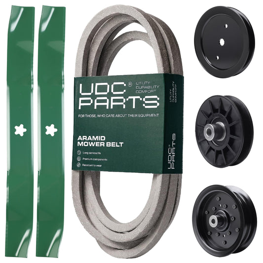 Products -  UDC Parts Mower Kit / Belt 197242 + Pulley 195945 + Pulley 532194326 + Pulley 532196106 + 2 Pack Blades 134149 / Fits Jonsered LT2223A2