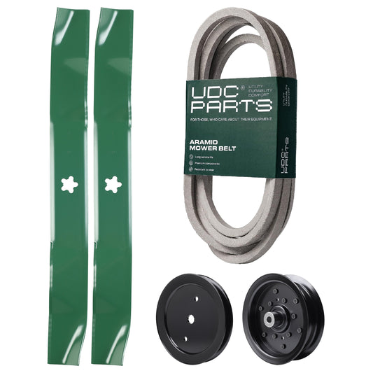 Products -  UDC Parts Mower Kit / Belt 539114557 + Pulley 195945 + Pulley 532196106 + 2 Pack Blades 134149 / Fits Husqvarna RZ4219