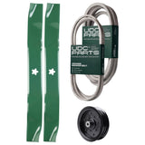  UDC Parts Mower Kit / Belt 197242 + Belt 405143 + Pulley 532196106 + 2 Pack Blades 134149 / Fits Jonsered LT2223A2