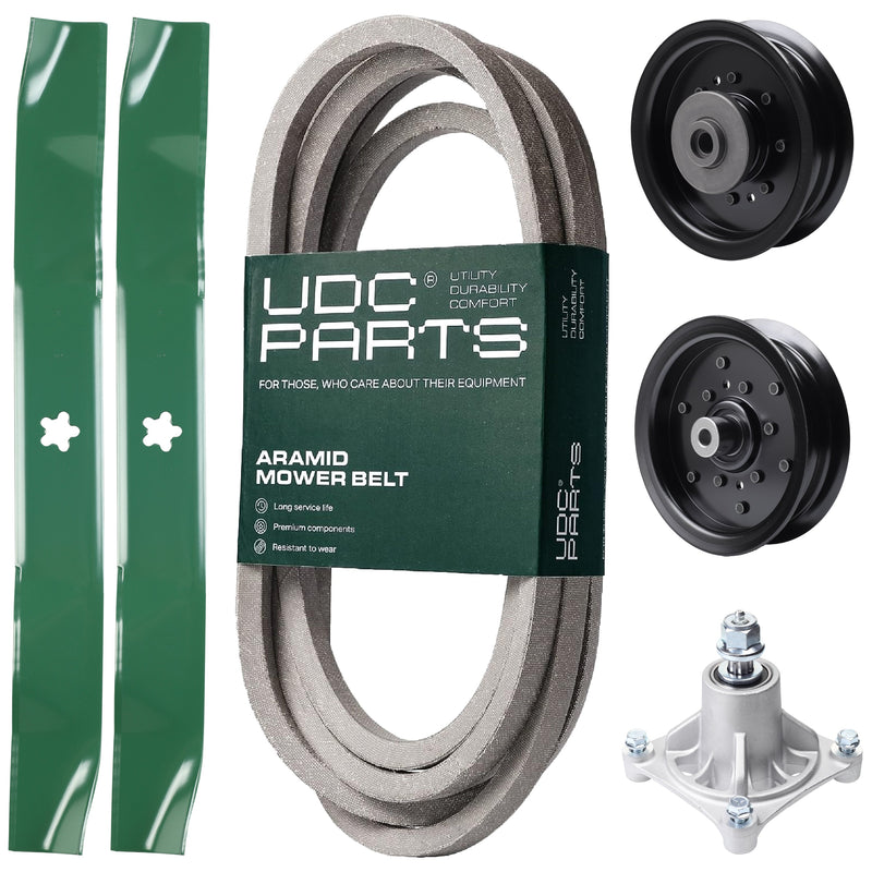 Products -  UDC Parts Mower Kit / Belt 539114557 + Pulley 532196106 + Pulley 532196104 + Spindle 532174356 + 2 Pack Blades 134149 / Fits Husqvarna RZ4619 RZ4620 RZ5422 RZ5424