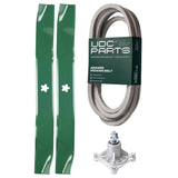  UDC Parts Mower Kit / Belt 539109243 + Spindle 532174356 + 2 Pack Blades 134149 / Fits Husqvarna LTH1542 Z4218 Z4219 Z4824 Z5426