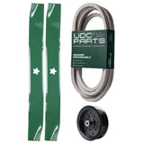  UDC Parts Mower Kit / Belt 539114557 + Pulley 532196106 + 2 Pack Blades 134149 / Fits Husqvarna RZ4219 RZ4619 RZ4620 RZ5422 RZ5424