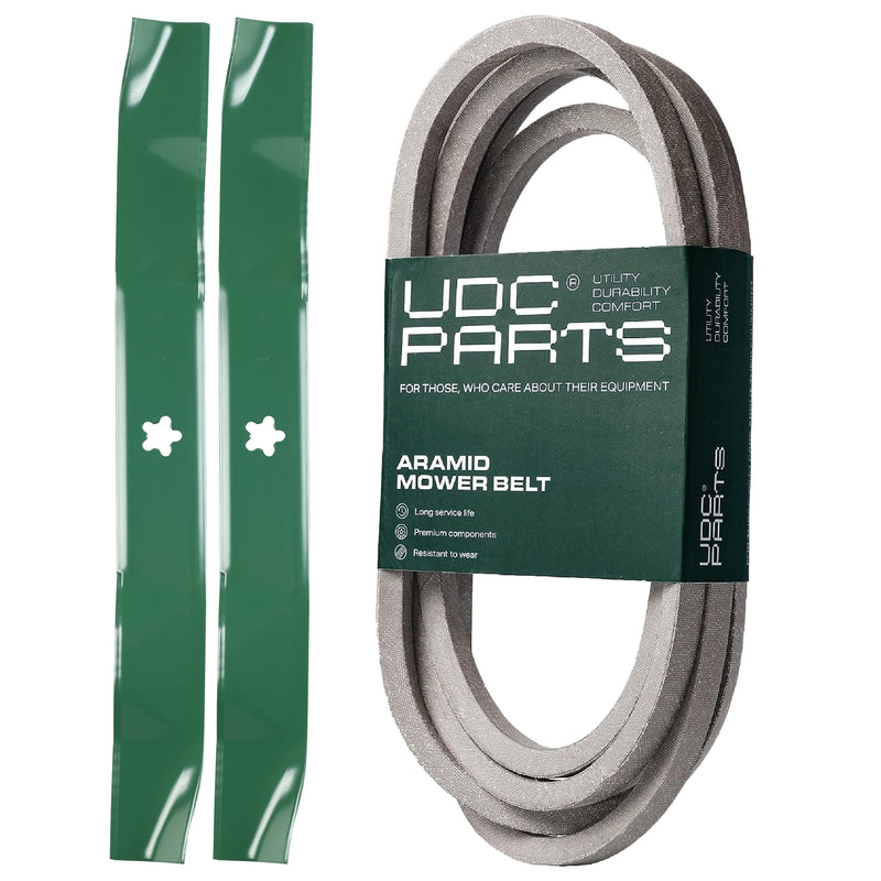  UDC Parts Mower Kit / Belt 197242 + 2 Pack Blades 134149 / Fits Jonsered LT2223A2