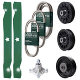 Bulk Lawn Mower Pulleys -  UDC Parts Mower Kit / Belt 138255 + Belt 194346 + Belt 539117245 + Pulley 532194326 + Pulley 532194327 + Pulley 532196104 + Spindle 532174356 + 2 Pack Blades 138497 / Fits Husqvarna LT1597