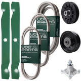 Bulk Lawn Mower Pulleys -  UDC Parts Mower Kit / Belt 138255 + Belt 194346 + Belt 539117245 + Pulley 532194326 + Pulley 532196104 + Spindle 532174356 + 2 Pack Blades 138497 / Fits Husqvarna LT1597