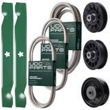 Bulk Lawn Mower Pulleys -  UDC Parts Mower Kit / Belt 138255 + Belt 194346 + Belt 539117245 + Pulley 532194326 + Pulley 532194327 + Pulley 532196104 + 2 Pack Blades 138497 / Fits Husqvarna LT1597
